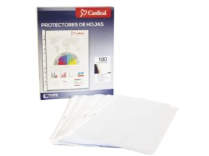 Protector de Hoja Cardinal, tamaño carta, 11 perforaciones, prolipropileno antirreflejante con textura, caja c/100