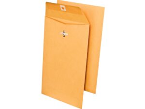 Sobre Kraft, Amarillo, Cierre engomado y con Broche Metálico, Tamaño Esquela (15.2 x 22.9 cm), 105 grs., Caja c/100