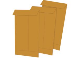 Sobre Coin Oxford, tamaño 8.9 x 16.5 cms, kraft amarillo de 90 grs., cierre engomado, paquete c/50