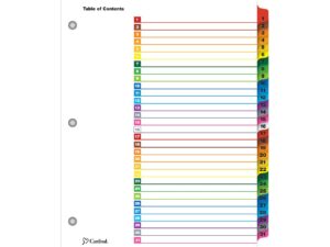 Indices Separadores OneStep®, Cejas de color Pre-impresas 1-31, Personalizable, Uso vertical y horizontal, reforzado
