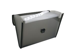 Archivo Expansible Oxford, tamaño carta, color surtido: humo y azul, 12 divisiones, etiquetas incluídas, orillas forradas, polipropileno