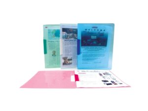 Cubierta para reporte Oxford, tamaño carta, colores surtidos: verde, azul, rosa y blanco transparentes, con clip deslizable,