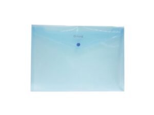 Sobre Portadocumentos Horizontal Oxford, tamaño carta, color azul translúcido, abertura lateral, con broche de presión, polipropileno