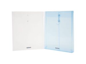 Sobre Portadocumentos Vertical Oxford, tamaño carta, colores surtidos: blanco y azul transparentes, con expansión de 2.5 cms, con cierre de hilo, abertura superior, polipropileno
